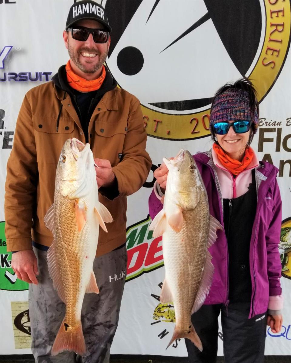 This past weekend during the Florida Redfish Series, Team of Tori & Nick Allen crushed it, winning first place with this pair of beautiful redfish totaling 14.25lbs.