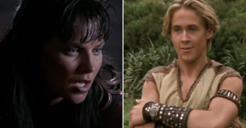 Lucy Lawless as Xena and Ryan Gosling as a young Hercules