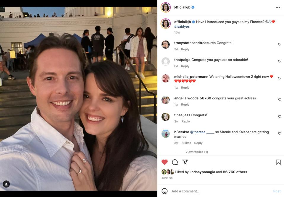 Kimberly J. Brown and Daniel Kountz after getting engaged.