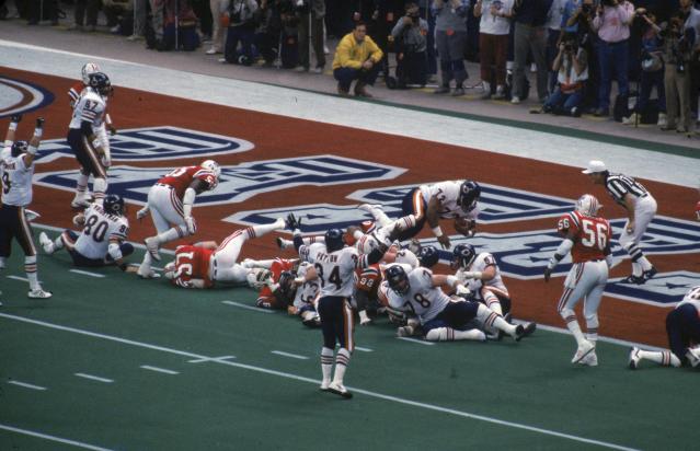 William Refrigerator Perry of the Chicago Bears carries the ball