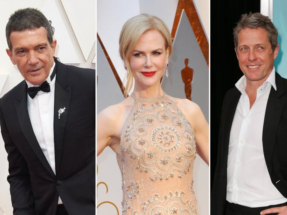 Antonio Banderas, Nicole Kidman und Hugh Grant (v. l.) werden in diesem Jahr die Oscars verleihen. (Bild: A.M.P.A.S./AdMedia/ImageCollect / Debby Wong / Shutterstock.com / Tinseltown / Shutterstock.com)