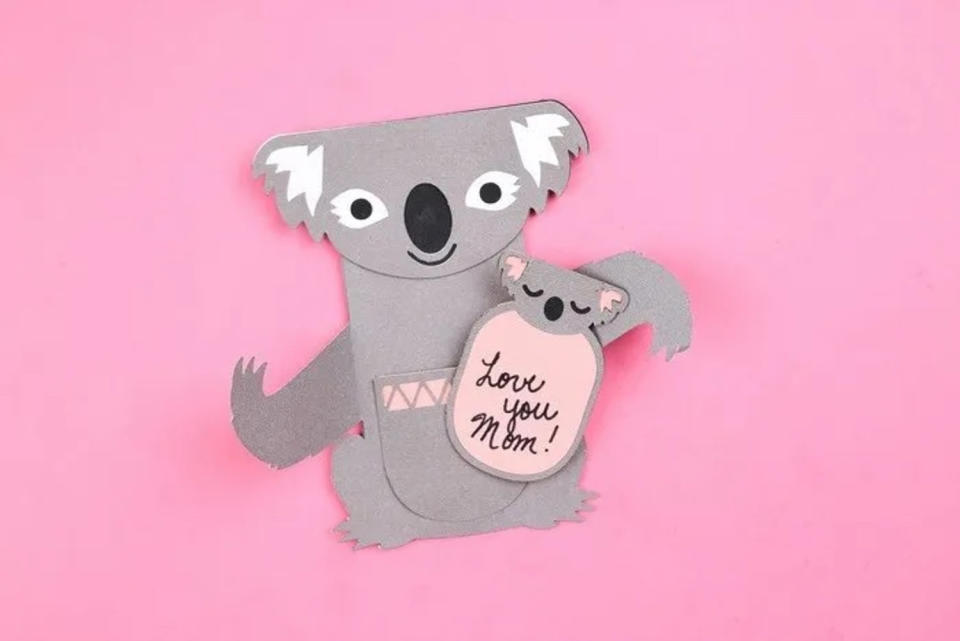 koala mother's day card on pink background (Mad In Crafts)