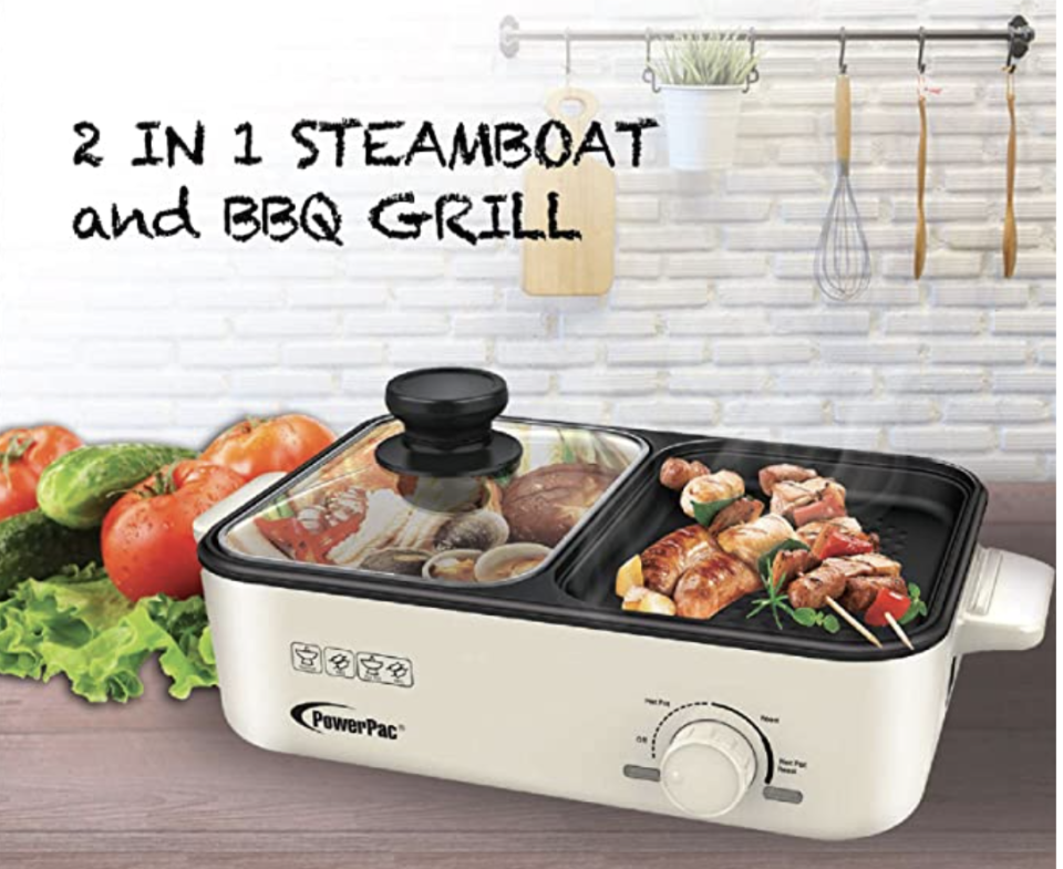 POWERPAC 2-In-1 Steamboat And BBQ. PHOTO: Amazon