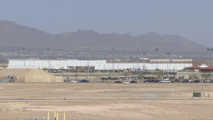 The emergency intake site at Fort Bliss near El Paso, Texas, on March 31, 2021. / Credit: KFOX/CBS4