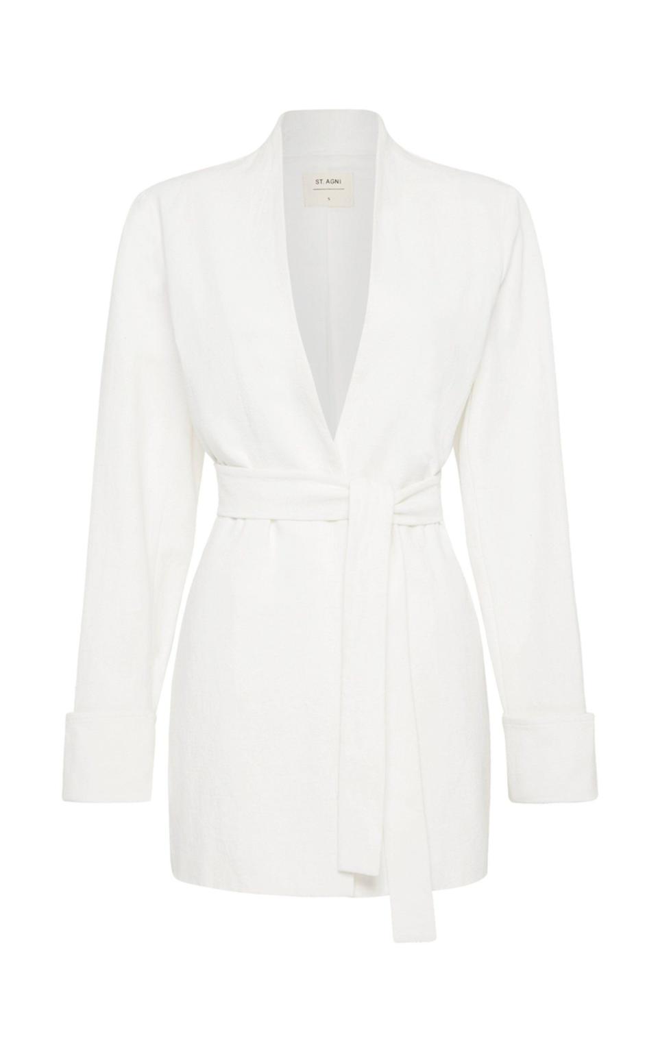 8) Moti Cotton-Linen Wrap Blazer