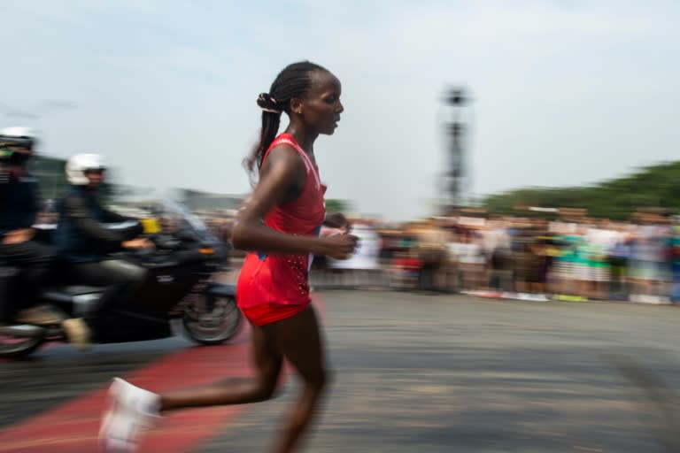 World champion Rose Chelimo won the women's marathon for Bahrain