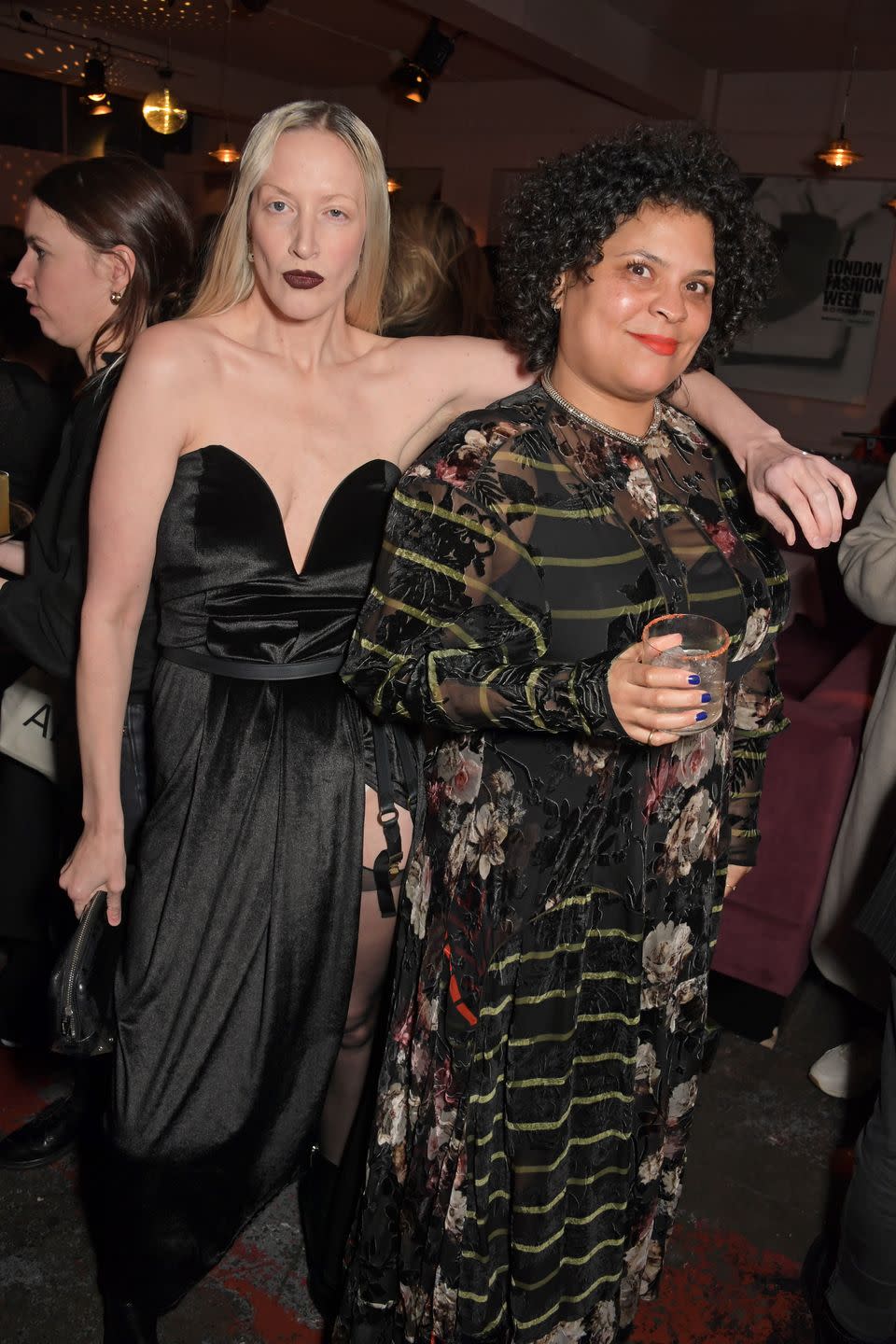 Leanne Elliott-Young and Kate Brindley attends the opening night party of London Fashion Week February 2022 hosted by the British Fashion Council and Clearpay at Bistrotheque