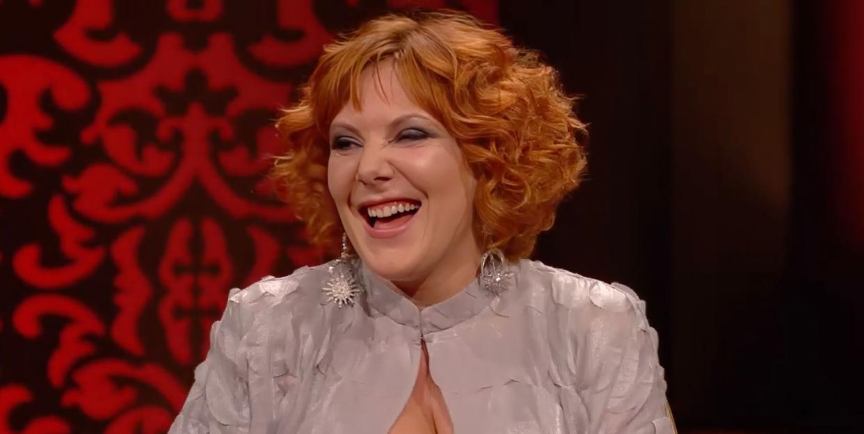 an image of sophie willan laughing on taskmaster