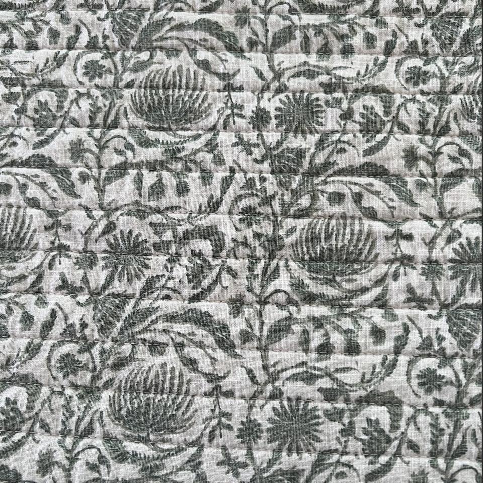 The quilt's thistle and floral pattern up close