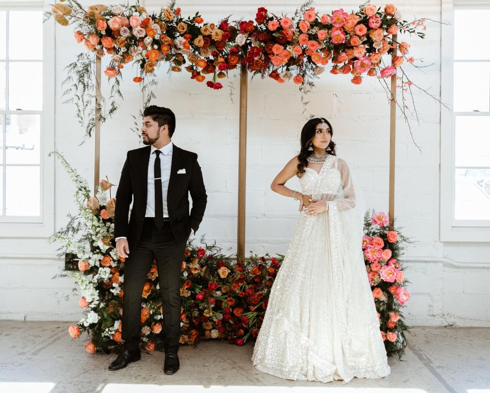 A bride and groom at an Indian wedding