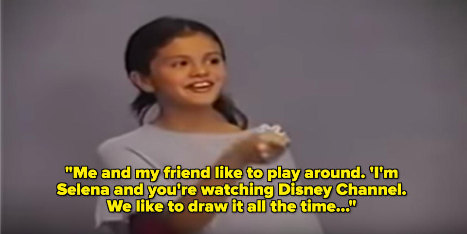 Selena saying she and her friends would play around and say "I'm Selena and you're watching Disney Channel"