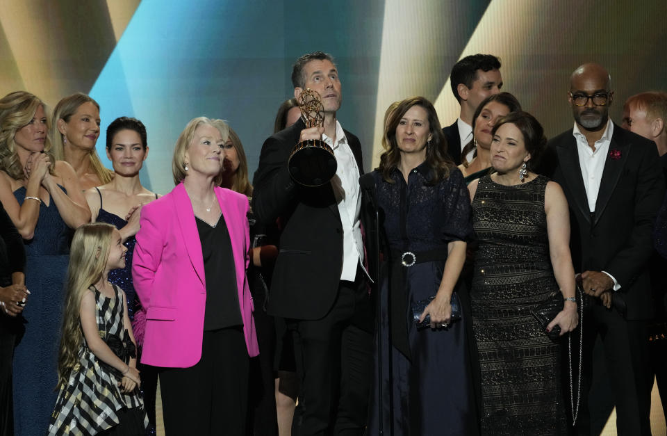 Executive producer Frank Valentini and the team from "General Hospital" accept the award for outstanding drama series during the 50th Daytime Emmy Awards on Friday, Dec. 15, 2023, at the Westin Bonaventure Hotel in Los Angeles. (AP Photo/Chris Pizzello)