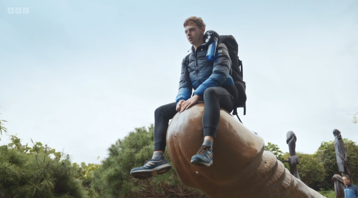 Race Across The World's Alfie at the Penis Park. (BBC screengrab)