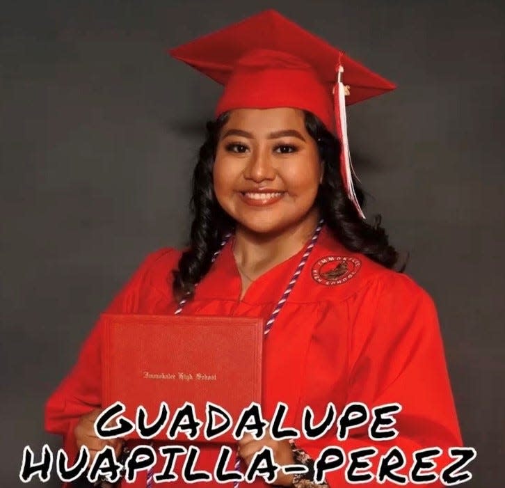 Guadalupe Huapilla-Perez in 2020 graduated from Immokalee High School in Florida. Huapilla-Perez, 21, was among five students critically injured Feb. 13, 2023, during a mass shooting at Michigan State University. Three other MSU students were killed.