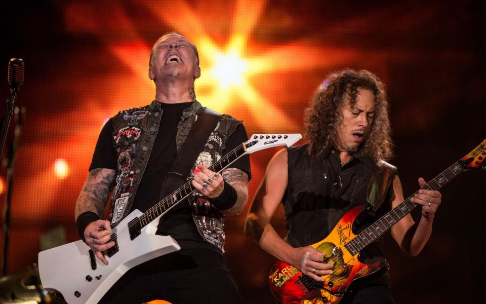 James Hetfield (L) and Kirk Hammett of Metallica in 2023 - AFP