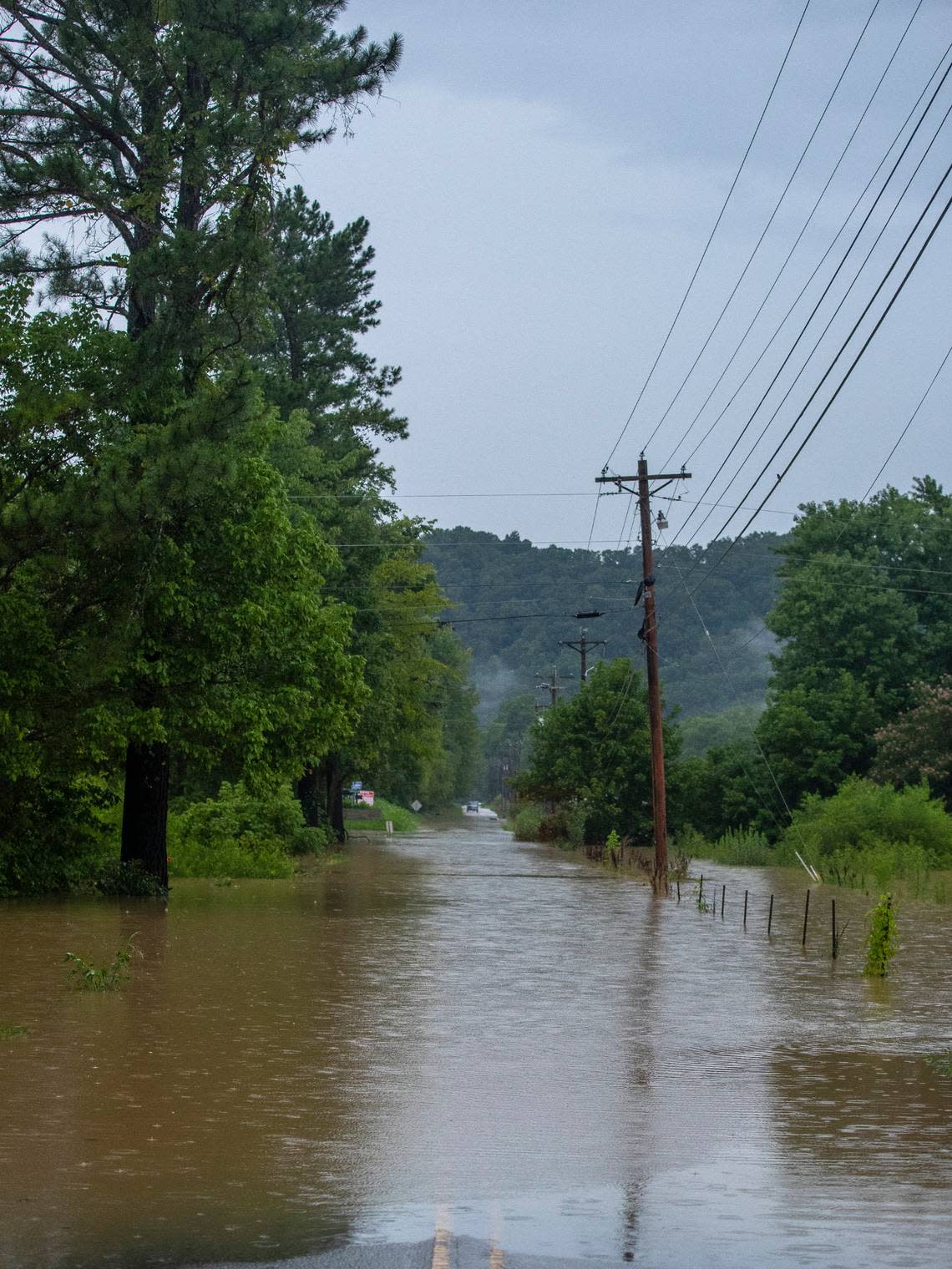 Flooding in the early morning on July 28, 2022, near Wolverine Road in Breathitt County, Kentucky.