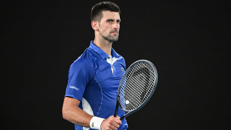 Djokovic celebrates after victory in the third round at this year's tournament. - William West/AFP/Getty Images