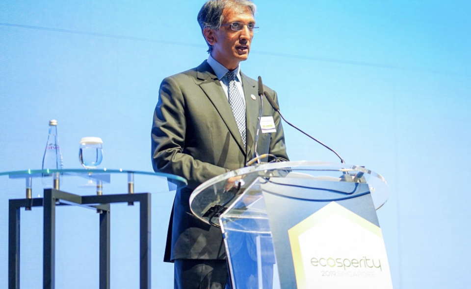 Temasek International CEO, Dilhan Pillay, speaking at the 2019 Ecosperity Dinner on 6 June 2019. (PHOTO: Temasek)