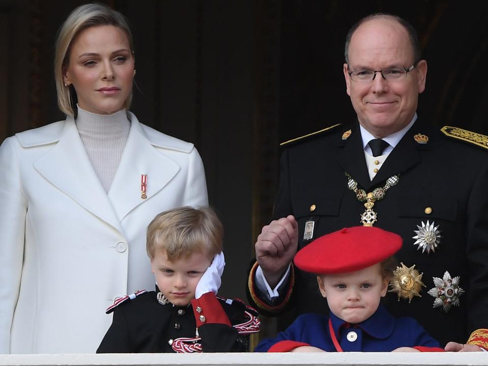 Princess Charlene of Monaco, Prince Albert II of Monaco, Prince Jacques of Monaco and Princess Gabriela of Monaco attend the Monaco National Day on November 19, 2019 in Monte-Carlo, Monaco.