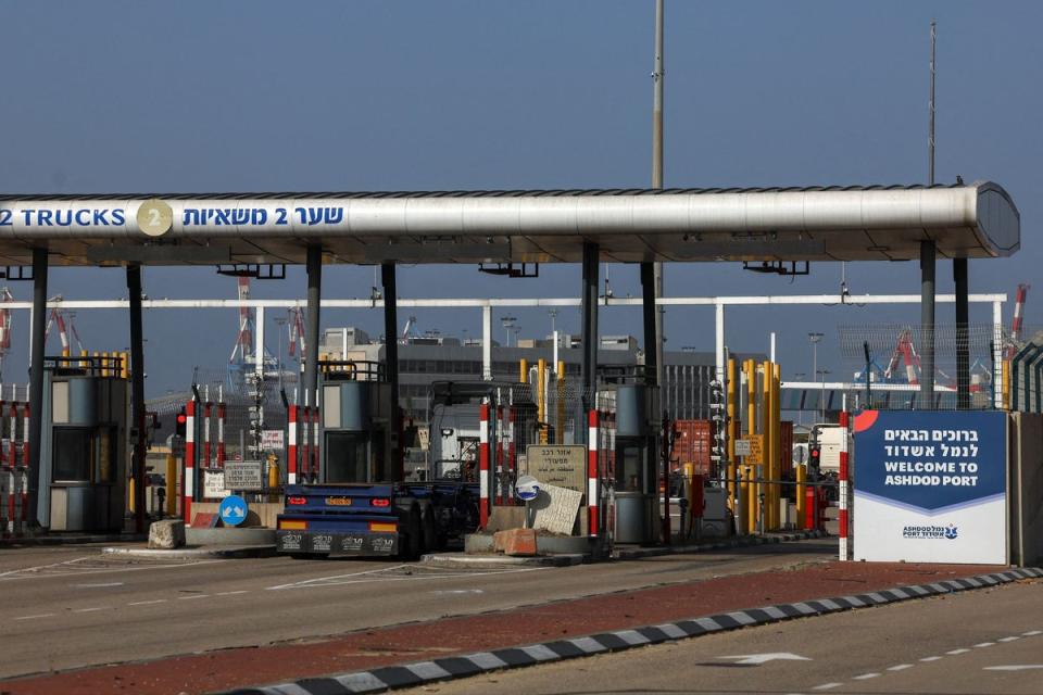 Ashdod port after the Israeli cabinet approved the temporary use of the port for aid deliveries into Gaza (REUTERS)