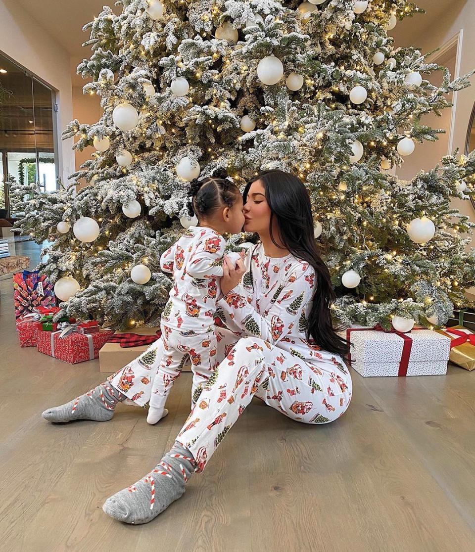 Kylie Jenner and Stormi under the Christmas tree