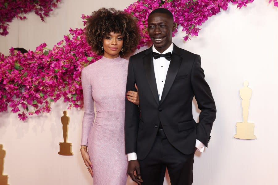 HOLLYWOOD, CALIFORNIA – MARCH 10: Wendy Thembelihle Juel and Khaby Lame attend the 96th Annual Academy Awards on March 10, 2024 in Hollywood, California. (Photo by JC Olivera/Getty Images)