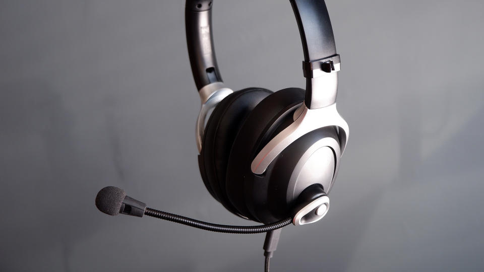 The AceZone A-Spire gaming headset on a gray background.