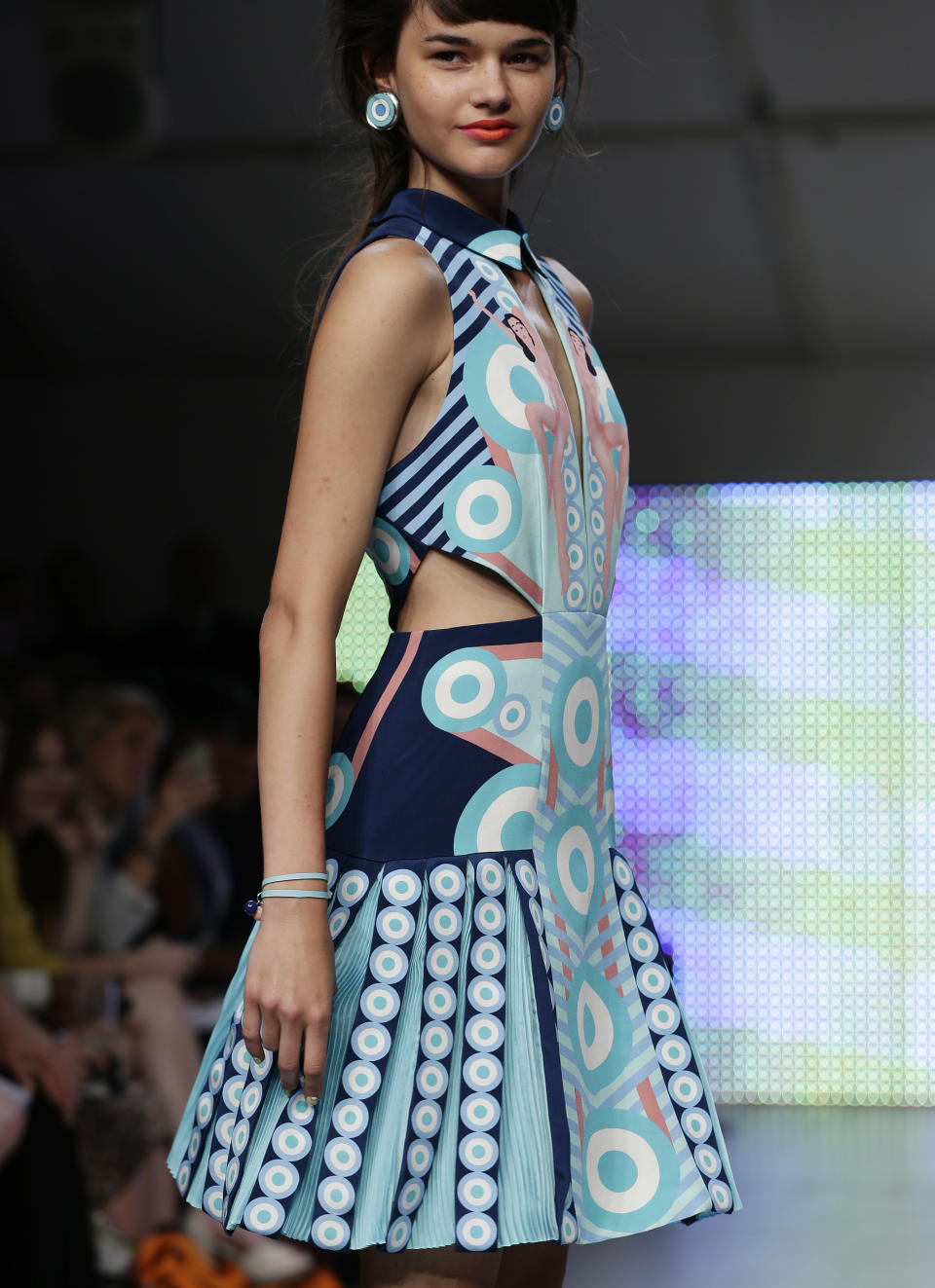 A model presents a creation by Holly Fulton during her Spring/Summer 2013 show at London Fashion Week in London, Saturday, Sept. 15, 2012. (AP Photo/Alastair Grant)