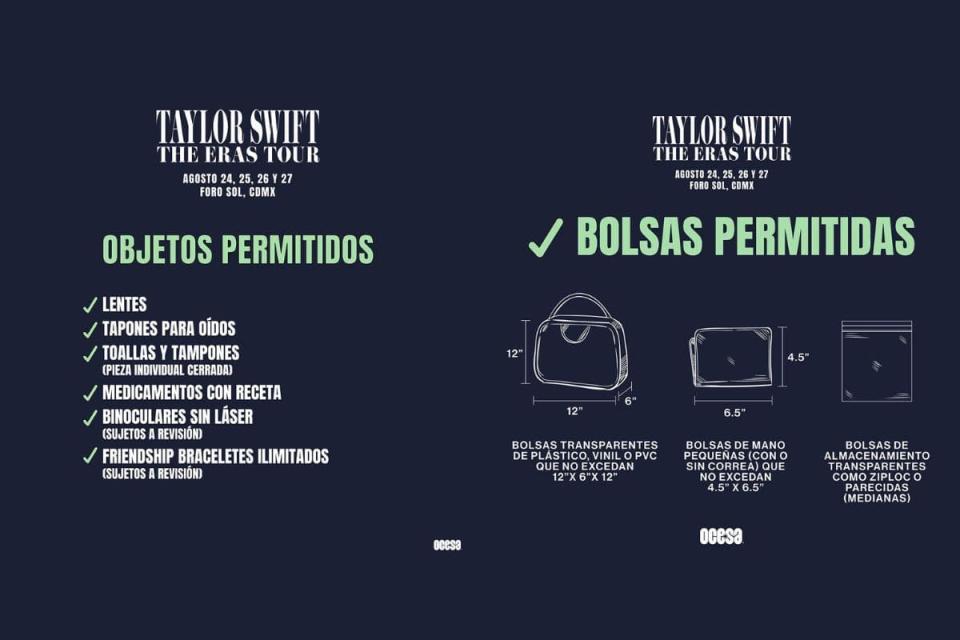 objetos permitidos taylor swift