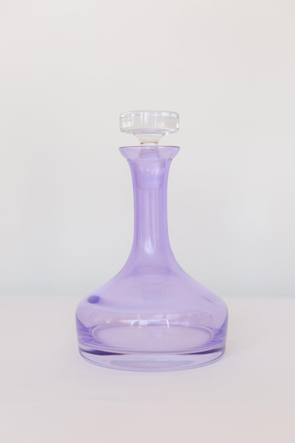 <p><a href="https://estellecoloredglass.com/collections/decanters/products/estelle-colored-vogue-decanter-lavender" rel="nofollow noopener" target="_blank" data-ylk="slk:Shop Now;elm:context_link;itc:0;sec:content-canvas" class="link ">Shop Now</a></p><p>Decanter</p><p>estellecoloredglass.com</p><p>$195.00</p>