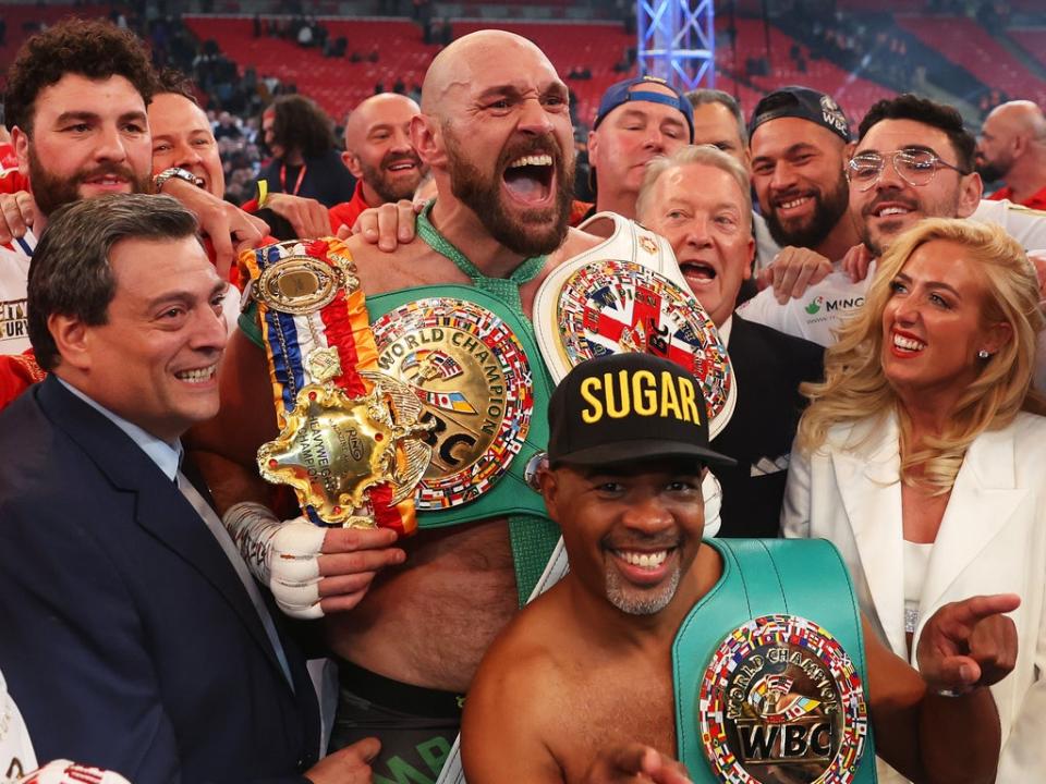 Tyson Fury celebrated a devastating victory over Dillian Whyte (Getty Images)