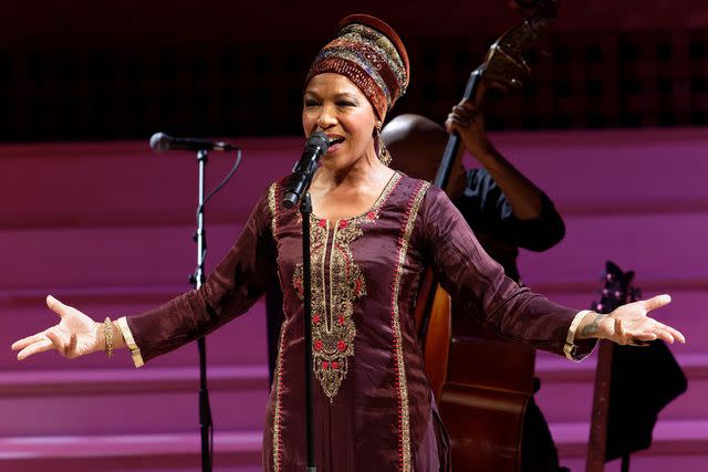 <p>EDMOND SADAKA EDMOND/SIPA/Shutterstock </p> Lisa Simone in concert on February 1, 2019 in Paris, France.