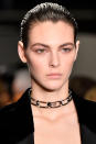 <p>Silver metal choker necklace at the Alexander Wang FW18 show. (Photo: Getty Images) </p>