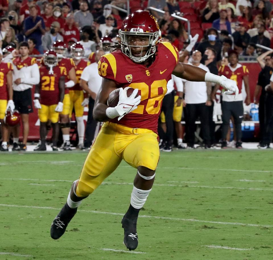 USC running back Keaontay Ingram looks for room to run against Stanford.