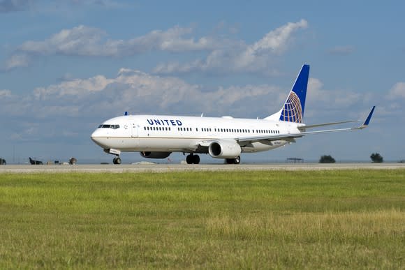 United plane on a runway