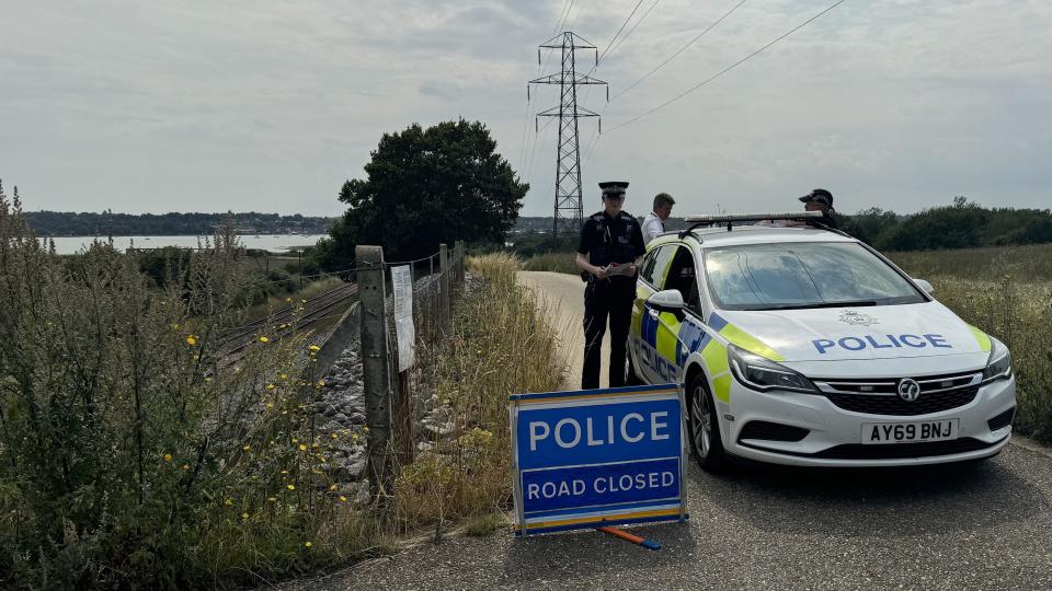 Police car on a track in Brantham