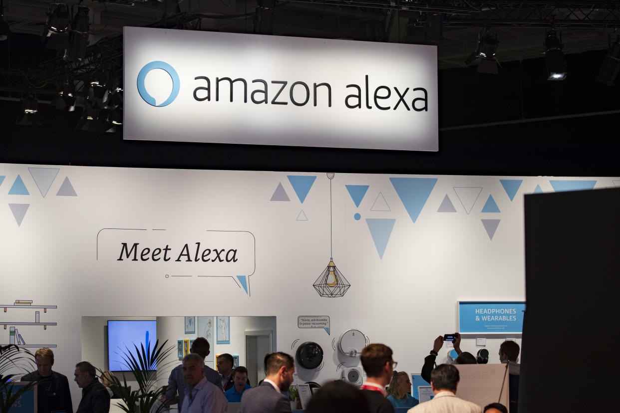 Visitors at Amazon Alexa boot during the international electronics and innovation fair IFA in Berlin on September 10, 2019. (Photo by Emmanuele Contini/NurPhoto via Getty Images)