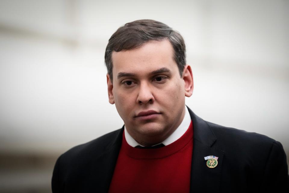 Rep. George Santos, R-N.Y., walks back to his office after debate on the House floor on a resolution to expel him from Congress, at the U.S. Capitol November 1, 2023 in Washington, DC.