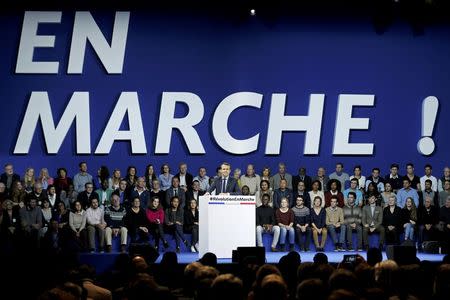 FILE PHOTO Emmanuel Macron, head of the political movement En Marche !, or Forward !, and candidate for the 2017 French presidential election, attends a political rally in Paris, France December 10, 2016. REUTERS/Benoit Tessier/File Photo