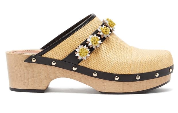 <p>Fabrizio Viti Jean Floral Appliqué Leather Clogs, $500, <a href="https://rstyle.me/+09V_7Br3l1BVHnDqJFzllg" rel="nofollow noopener" target="_blank" data-ylk="slk:available here;elm:context_link;itc:0;sec:content-canvas" class="link ">available here</a>. </p>