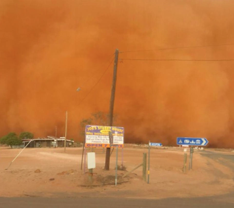 The cloud turned the skies a vibrant shade of orange in White Cliffs, NSW. Source: Olivia Probyn