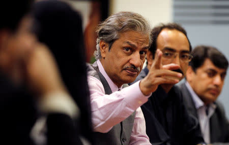 Absar Alam, Chairman of the Pakistan Electronic Media Regulatory Authority (PEMRA) attends a planning meeting with senior staff in Islamabad, Pakistan, June 1, 2016. Picture taken June 1, 2016. REUTERS/Caren Firouz