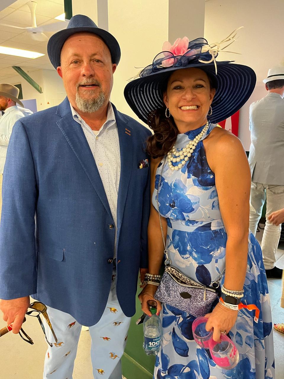 John and Monica Theysham from North Carolina after betting on Derby winner Mage.