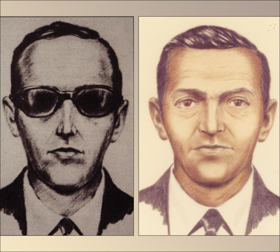 Artist sketches released by the FBI of a man calling himself D.B. Cooper, who vanished in 1971 with $200,000 in stolen cash after hijacking a commercial airliner over Oregon, U.S.  FBI/Handout via Reuters   THIS IMAGE HAS BEEN SUPPLIED BY A THIRD PARTY. IT IS DISTRIBUTED, EXACTLY AS RECEIVED BY REUTERS, AS A SERVICE TO CLIENTS. FOR EDITORIAL USE ONLY. NOT FOR SALE FOR MARKETING OR ADVERTISING CAMPAIGNS