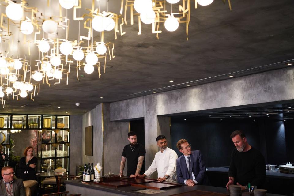 West Midlands Mayor Andy Street alongside chefs Aktar Islam, Glynn Purnell and Alex Claridge, at the Opheem restaurant, Birmingham (Jacob King/PA) (PA Wire)