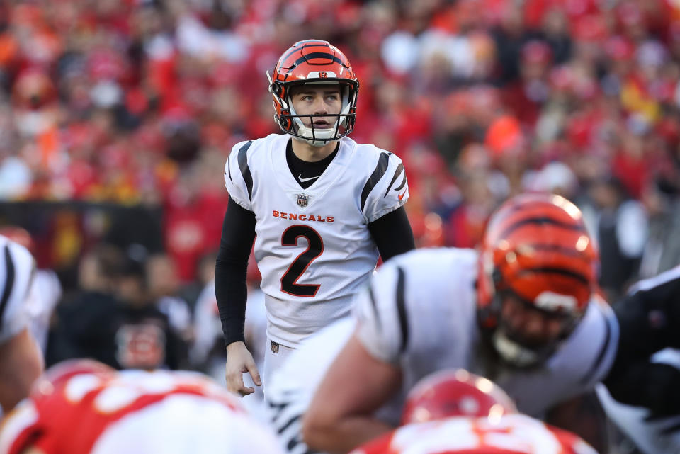 Will Evan McPherson kick the first field goal of the Super Bowl and how long will it be? (Photo by Scott Winters/Icon Sportswire via Getty Images)