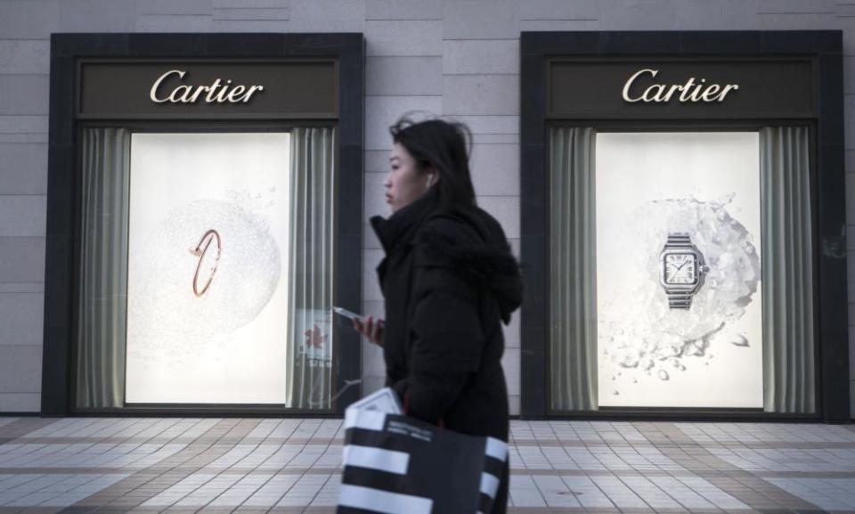 Solitary shopper outside Hermes store