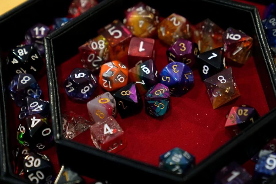 Jun 28, 2022; Columbus, OH, USA;  Dice for the Dungeons and Dragons game at Tabletop Columbus on June 28, 2022. 