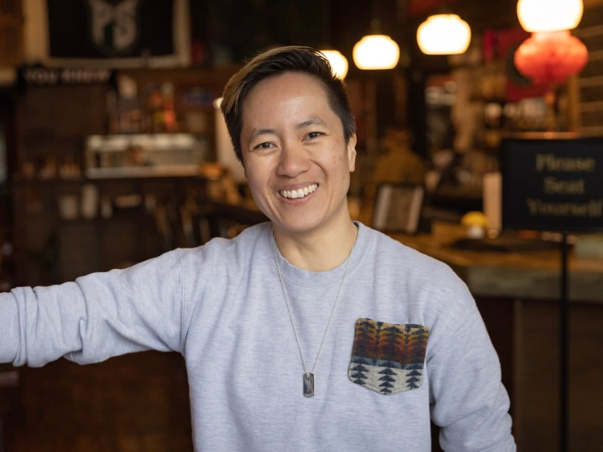 The Sports Bra owner Jenny Nguyen says she realized the only way she and her friends would be able to watch women's sports at bars was if she started her own. So she did. The Portland, Ore., space is about creating an alternative to bars she says are typically 'created for men.'     (Andrew Lee/CBC - image credit)