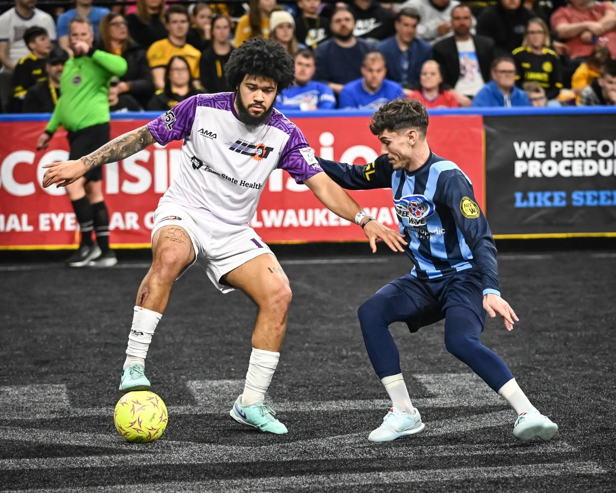 Stuart Grable, right, is a dependable, hardworking defender in his eighth season with the Milwaukee Wave.